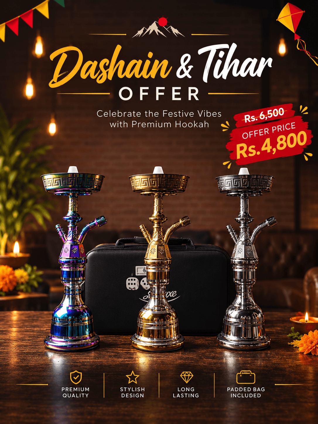 AL-KHAAS "KHALIL LILY" PREMIUM EGYPTIAN HOOKAH WITH PADDED BAG